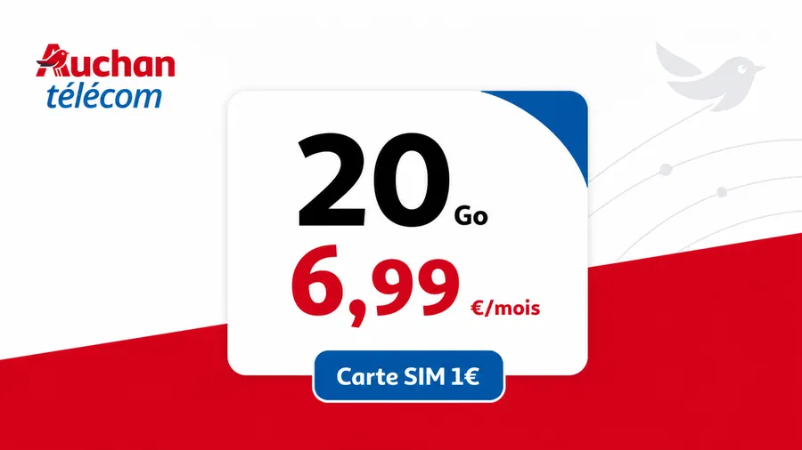 Auchan Telecom : le forfait passe à 20 Go pour 6,99€