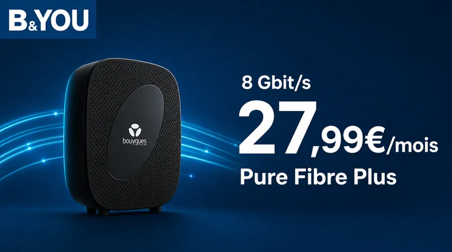 B&You Pure Fibre Plus passe à 27,99€/mois en 8 Gbit/s