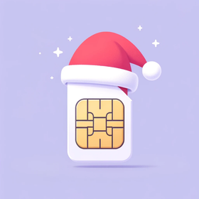 Une carte sim avec un chapeau de père noël