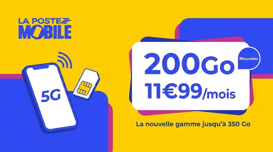 La Poste Mobile ajoute un forfait 200 Go à 11,99€ et passe à 350 Go