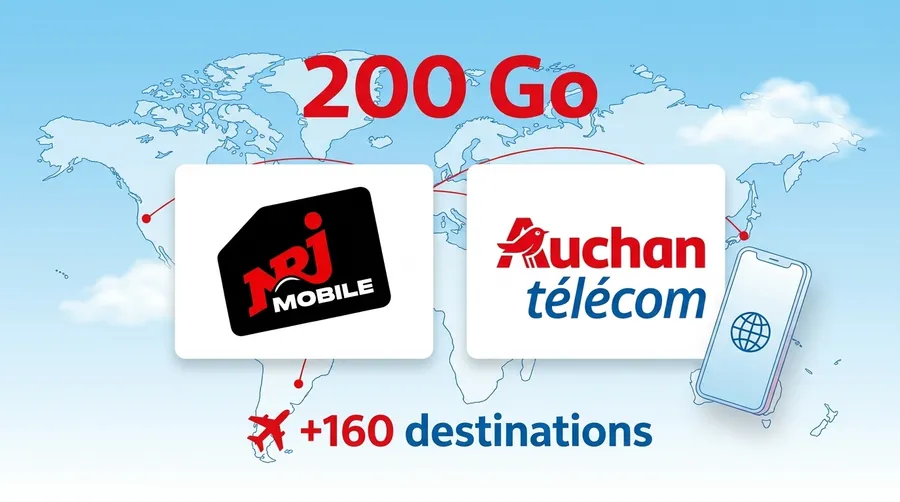 NRJ Mobile et Auchan Telecom dégainent un forfait voyage : 200 Go + 35 Go dans plus de 160 destinations