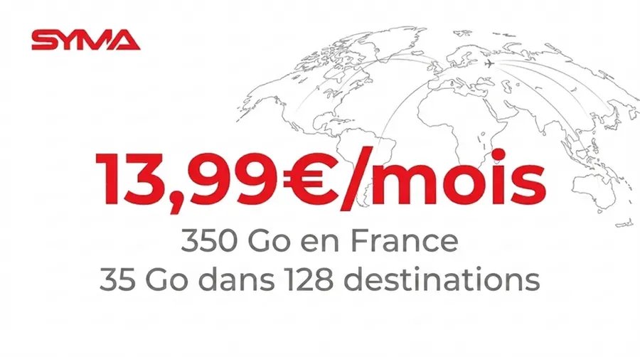 Syma passe son forfait voyage à 350 Go pour 13,99€